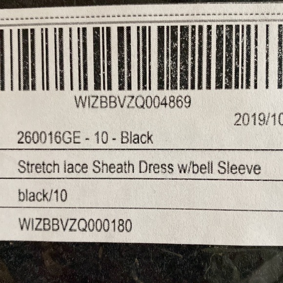 Marina stretch black lace sheath dress bell sleeve lined sheer wedding party - Picture 8 of 8